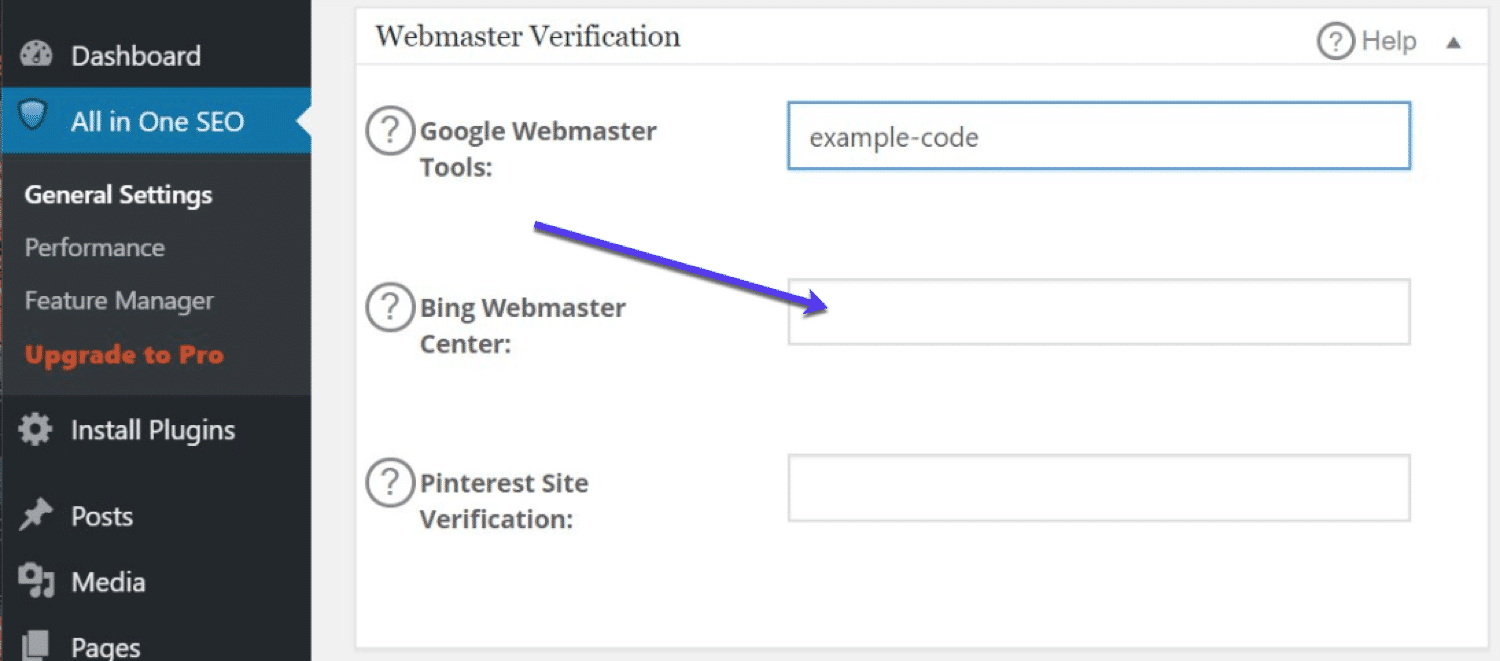 All-in-One SEO Bing Webmaster Tools setup